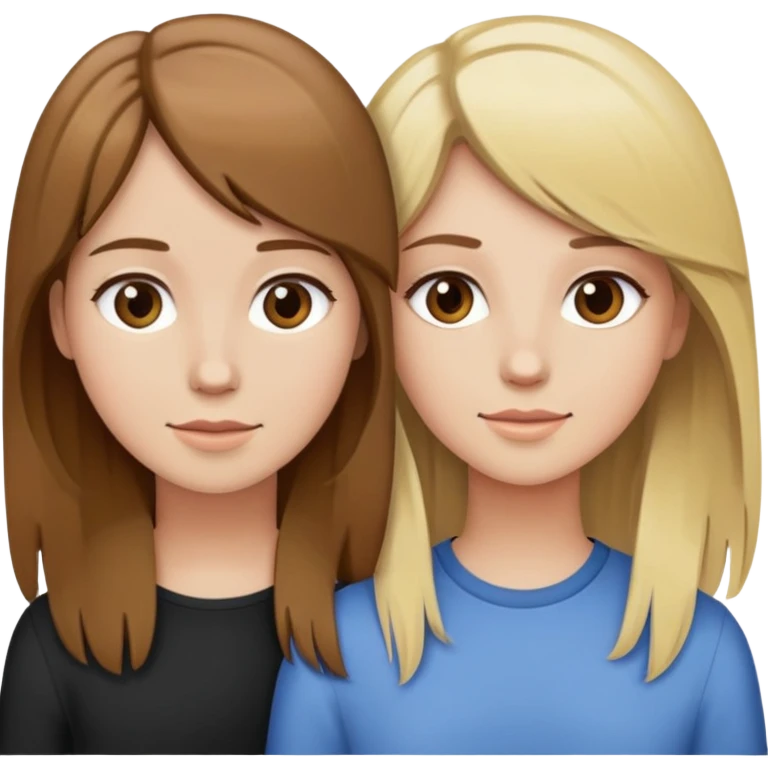 Crea 2 amigas, una de cabello castaño, otra de cabello metro  emoji