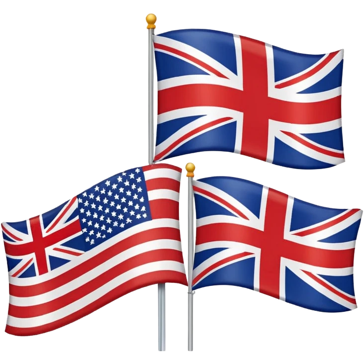 American and British flags together, side by side, highly recognizable, bold colors, iconic design emoji