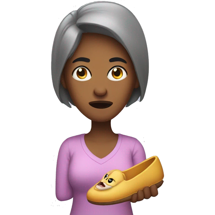 Angry mother with slipper in her hand emoji