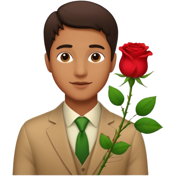 Hombre entregando una rosa emoji