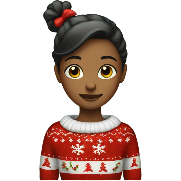 Girl with Christmas sweater emoji