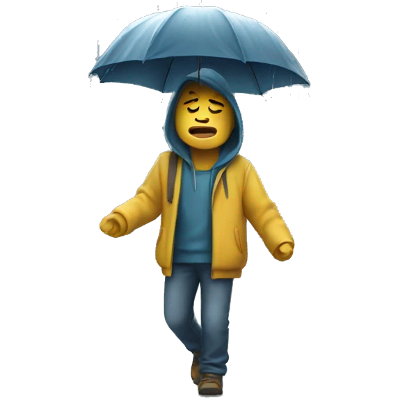 Walking through rain and crying  emoji