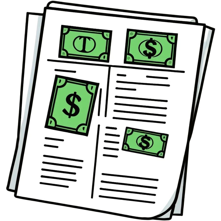tax document with dollar signs emoji