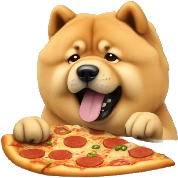 chow chow eating pizza  emoji