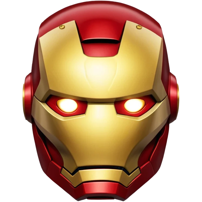 Iron Man helmet face, red and gold metal mask with glowing eyes emoji