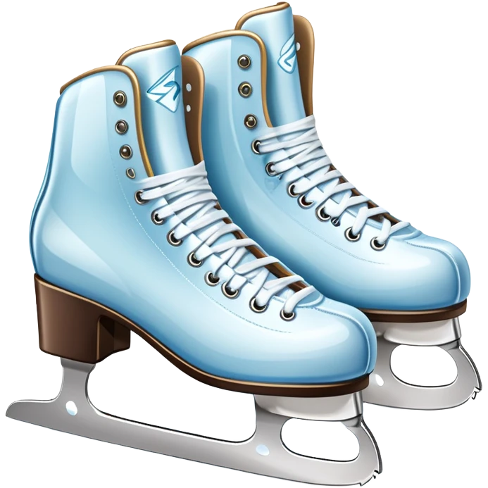 An icon showing The rink is surrounded by cheering spectators and soft arena lights, creating a beautiful, dynamic atmosphere. a pair of elegant figure skates placed on the smooth, sparkling ice of a grand ice arena. Transparent background highlights the grace and beauty of figure skating. emoji