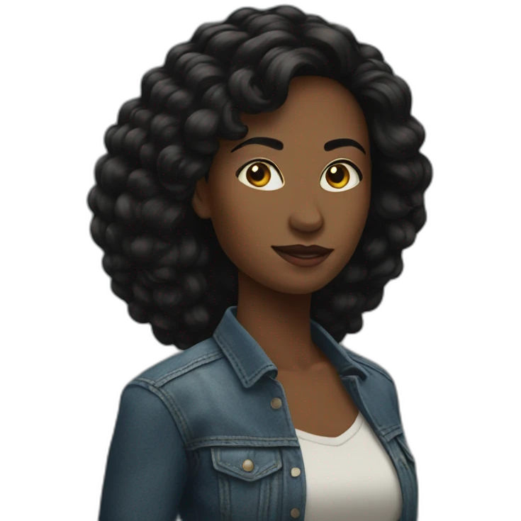 Woman hair black-power emoji