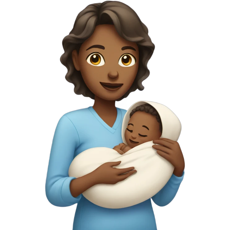 Mom holding newborn baby boy emoji