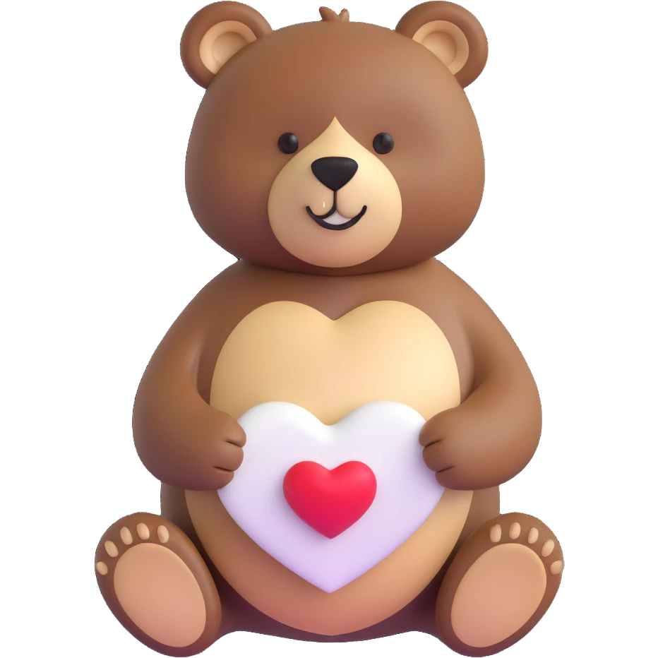 bear holding a white heart emoji