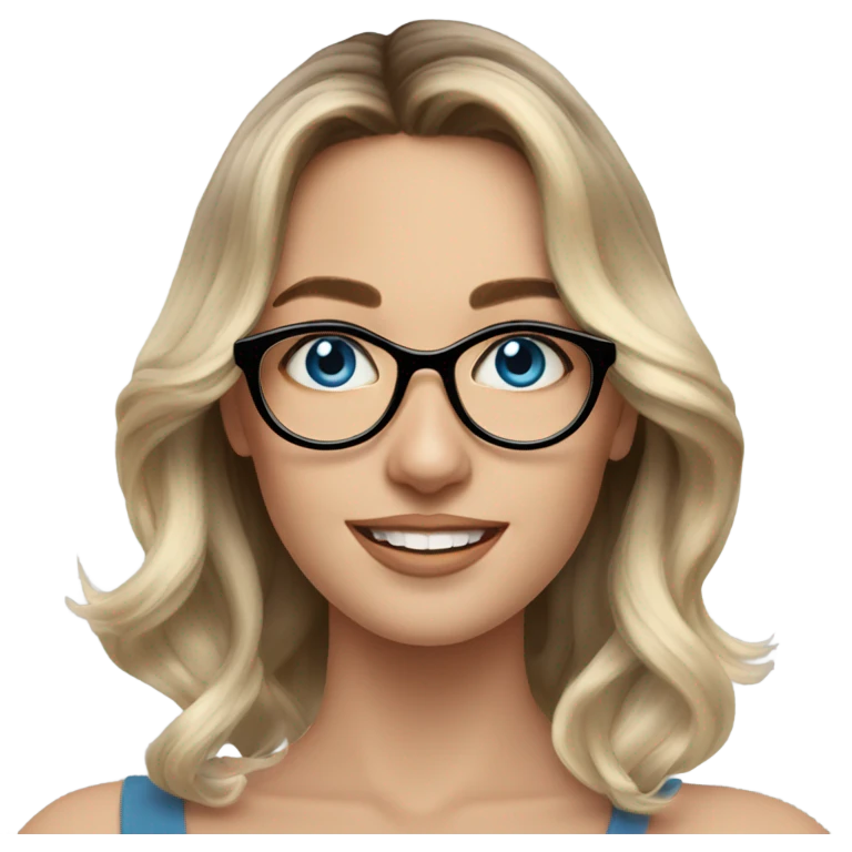 Shoulder length Balayage pale beautiful woman with glasses and blue eyes happy  emoji