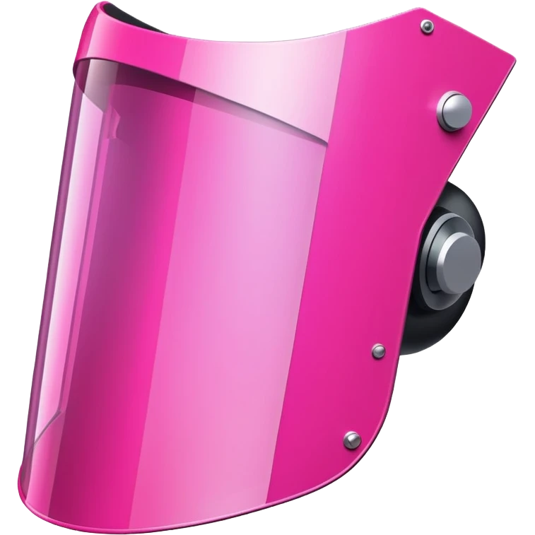 angular frameless pink shield visor, space-age Y2K style, geometric one-piece lens emoji
