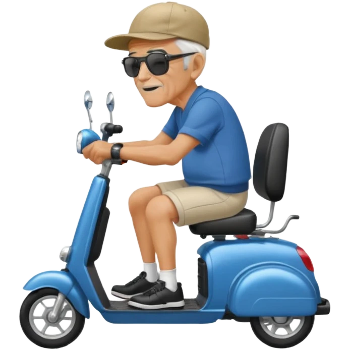 old man on a mobility scooter in a comic book style emoji