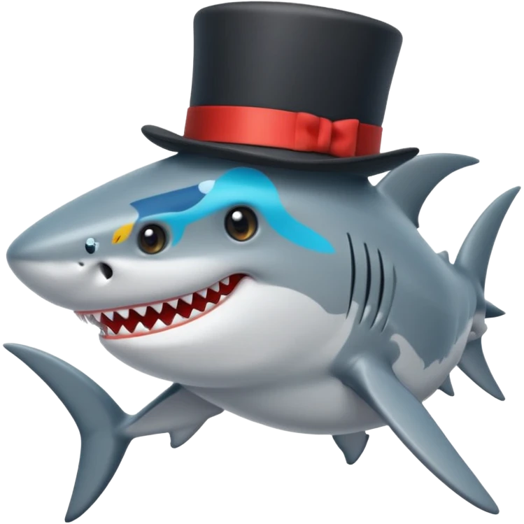 Shark with a top hat emoji