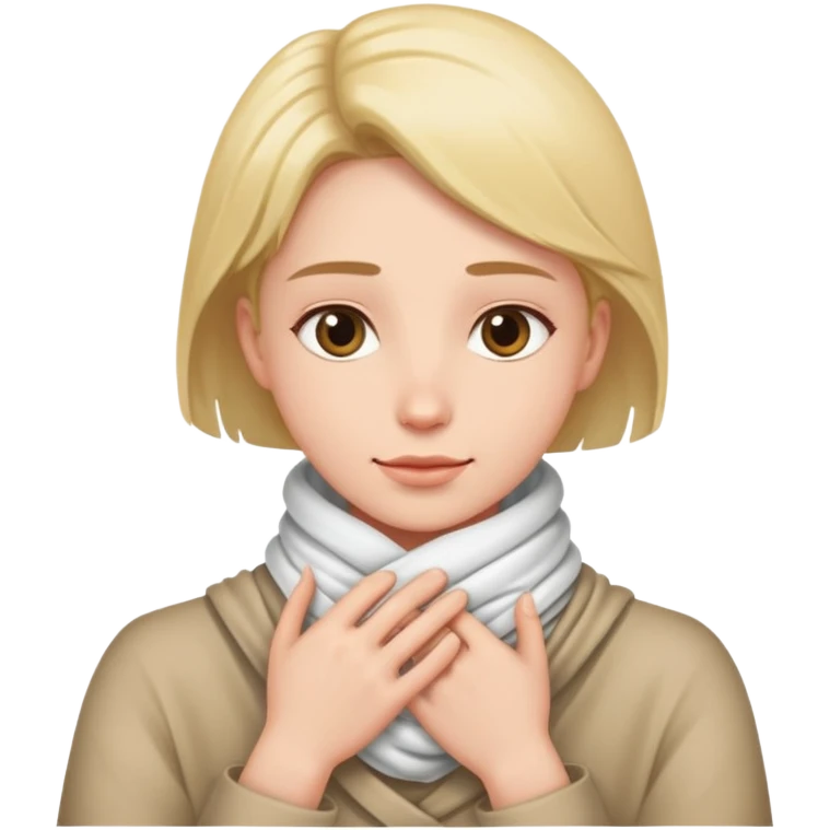 Person using hands wrapped around there neck emoji