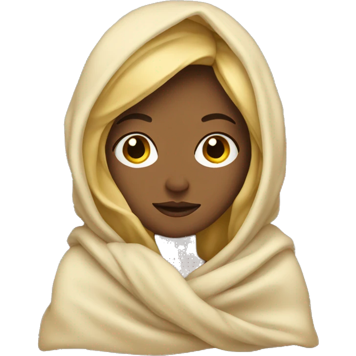 Blonde girl wrapped in a blanket emoji