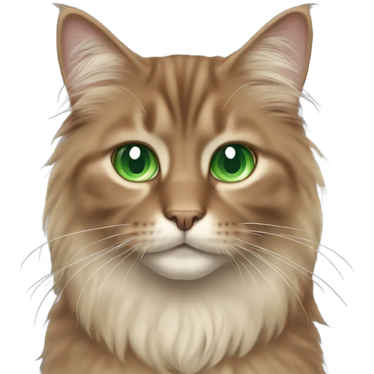 brown long haired cat with one green eye one blue eye emoji