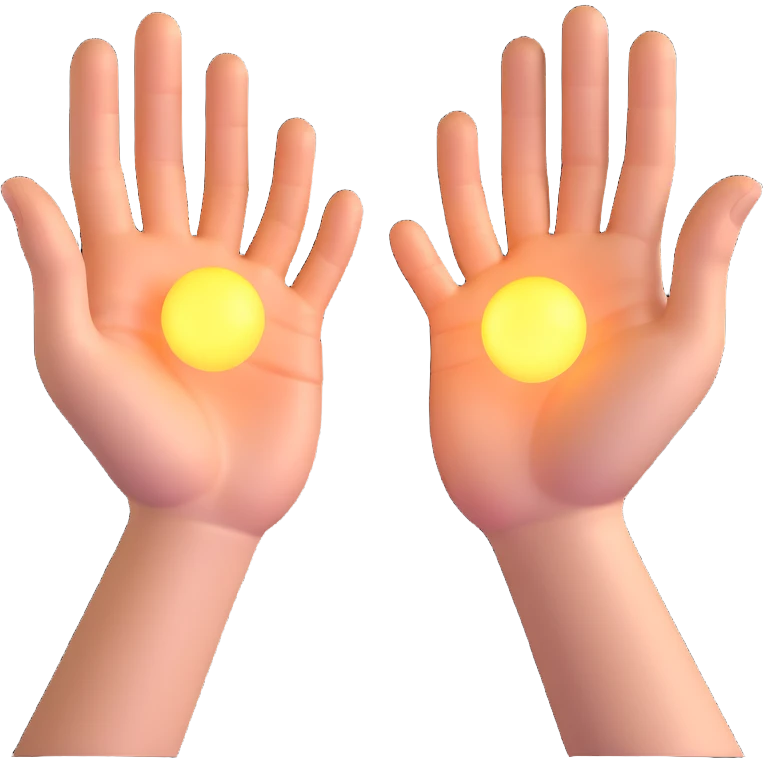 open hands with light, spiritual vibe emoji