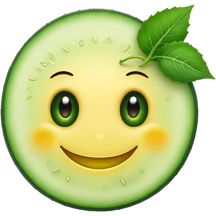 Smiley with cucumber eyes emoji