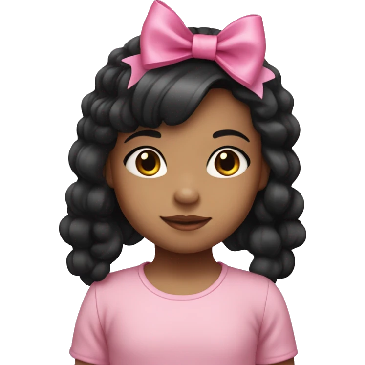 3 year old girl with black hair and light skin and pink hair bow emoji