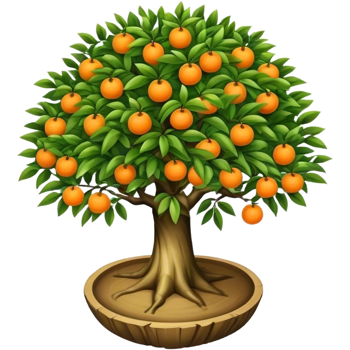 Tree as seen from the sky, looked down from the top with mandarin emoji