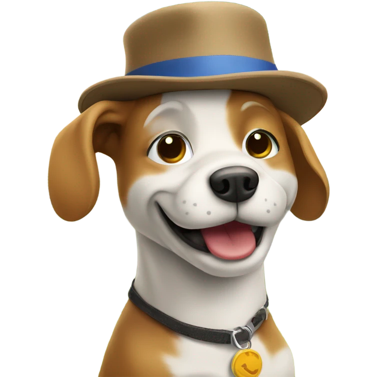 Talking dog with hat at park  emoji