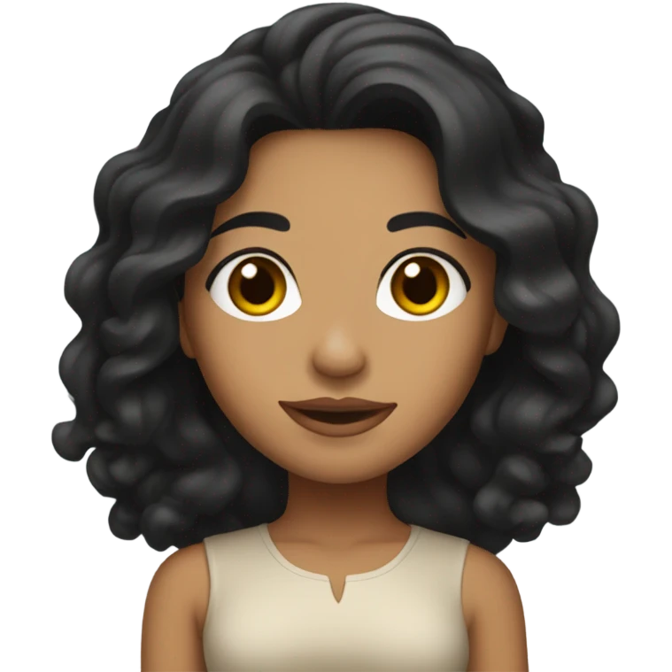 Latina black wavy long hair and tan skin emoji