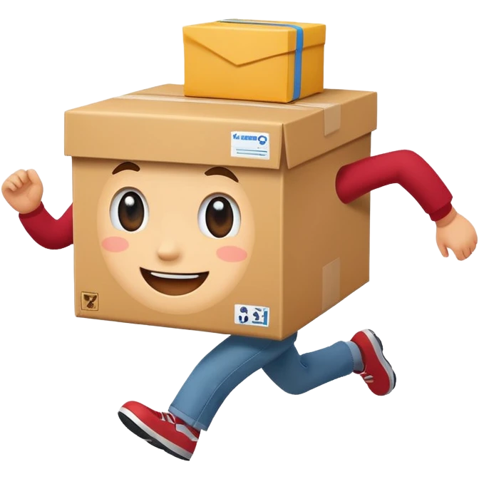 Make an picture of an cute box running to school emoji