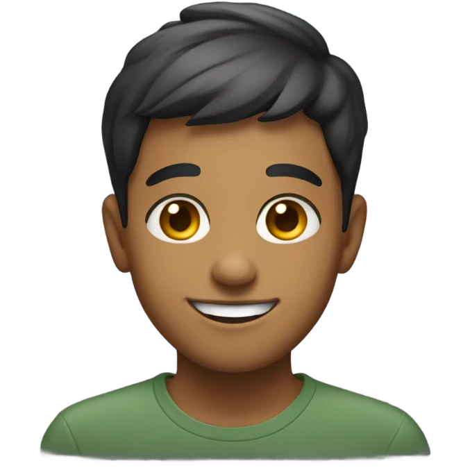 A Pakistani  boy with short hair smiling emoji
