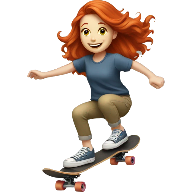 Redhead girl skateboarding  emoji