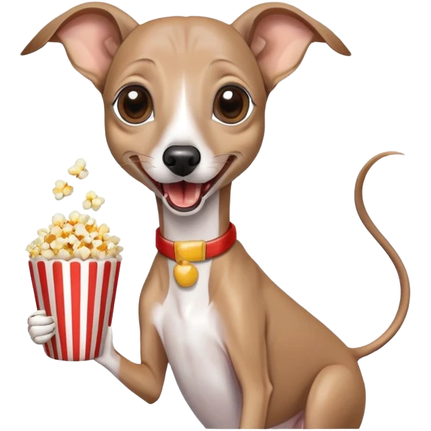 italian greyhound with popcorn emoji