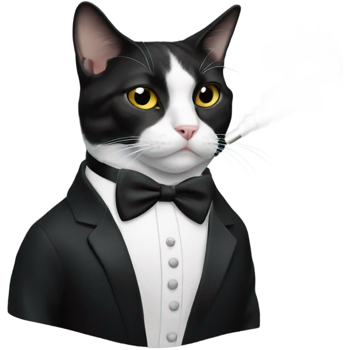 tuxedo cat smoking  emoji