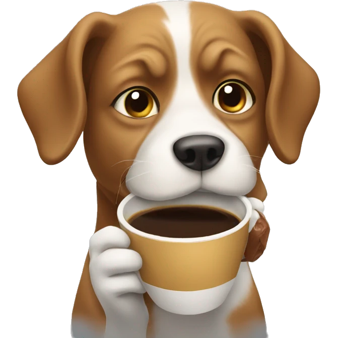 Dog with coffee emoji