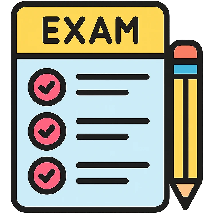 exam icon, test paper with pencil, clean modern style emoji