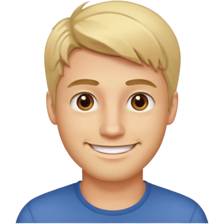 Blonde guy with brown eyes smiling emoji