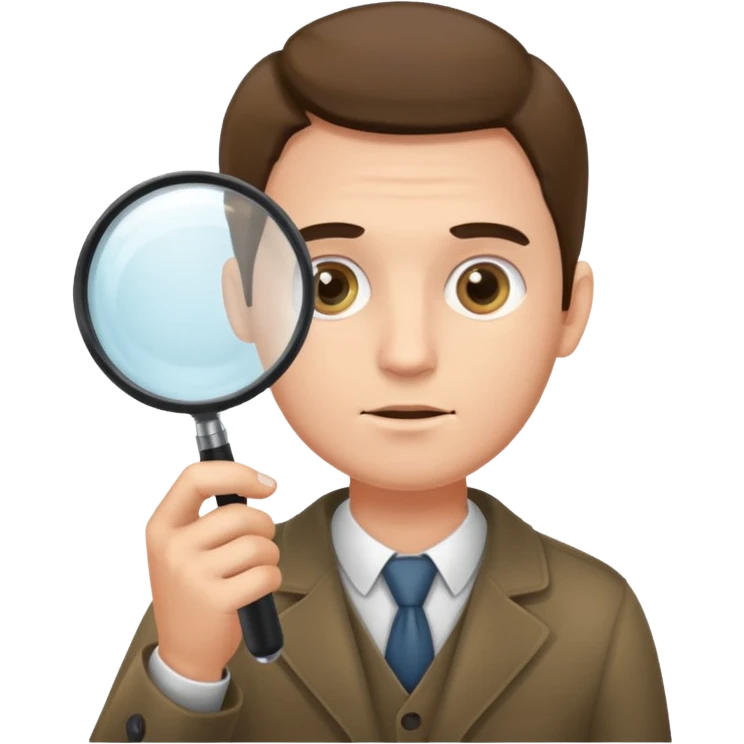 мужчина с лупой в руках emoji