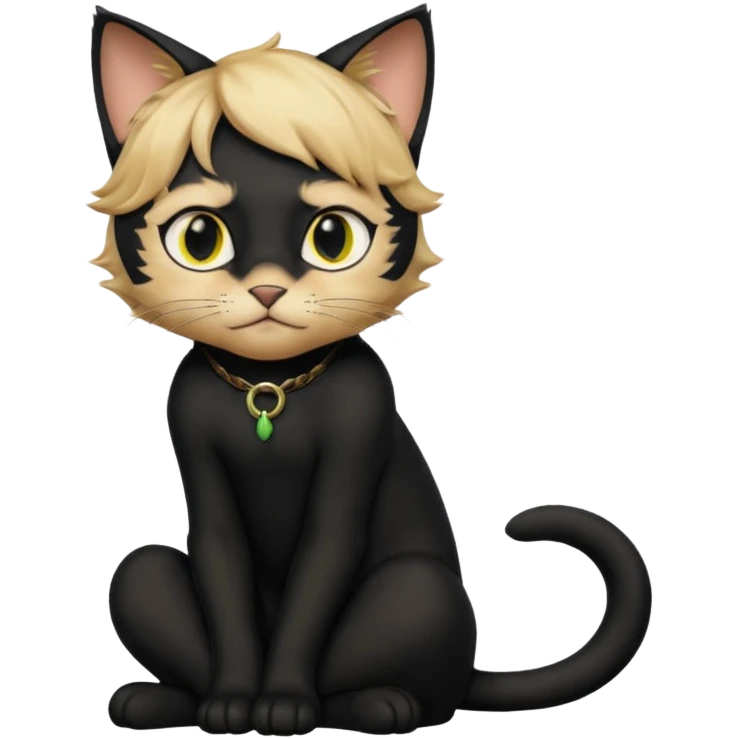 Chat noir peinture mignon assise peinture emoji