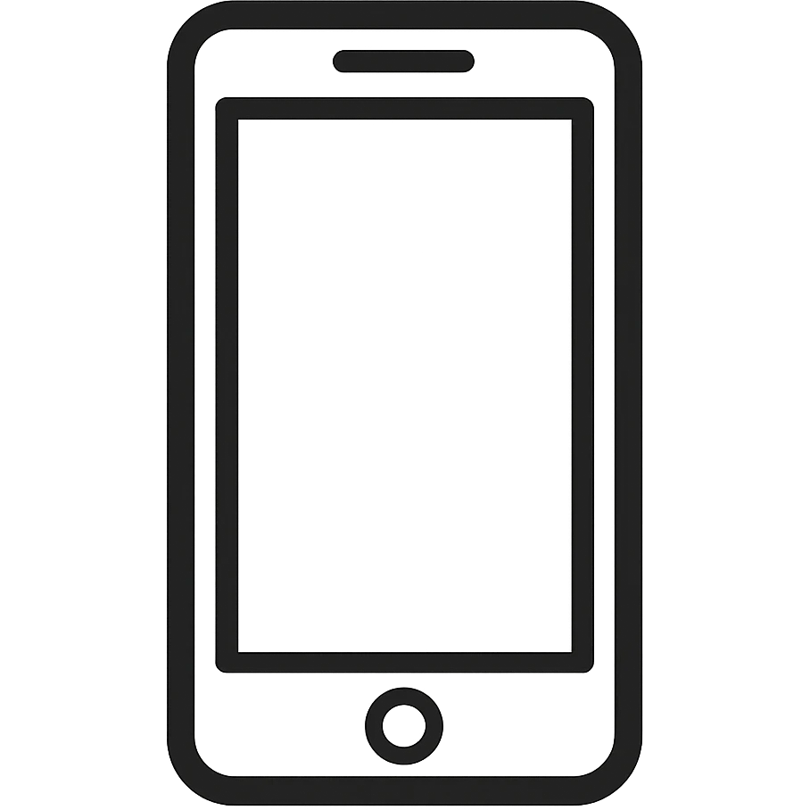 A smartphone icon with clean lines and a modern aesthetic emoji