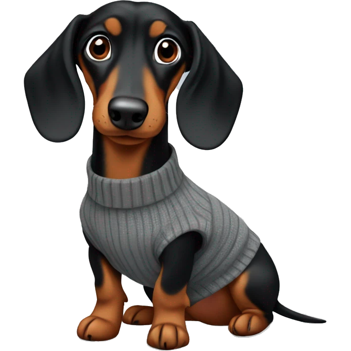 Black and Tan dachshund wearing grey jumper emoji