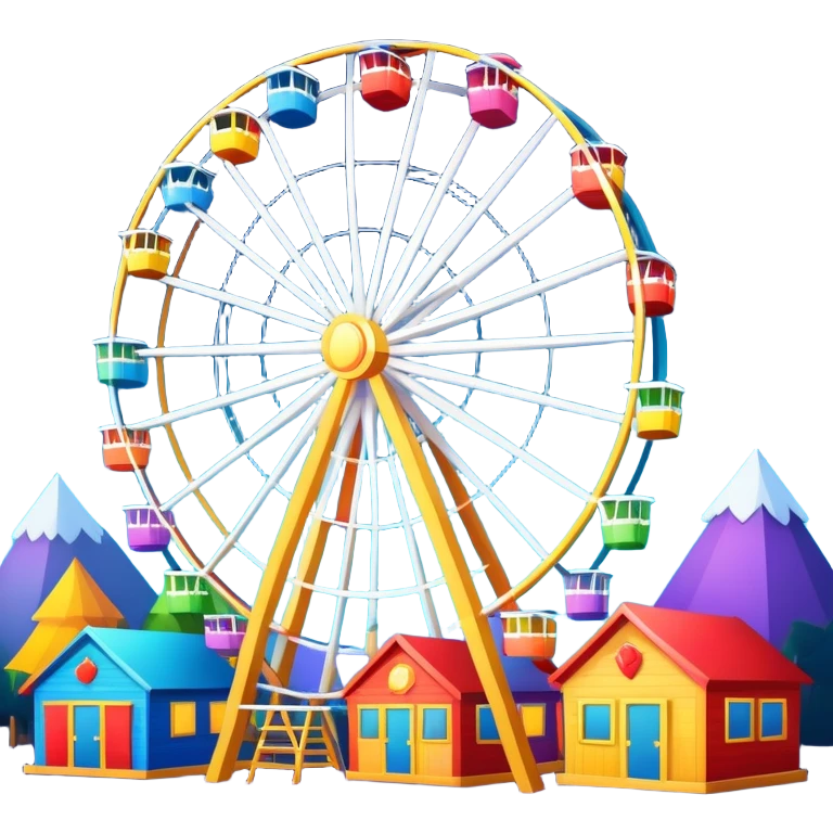 ferris wheel with colorful cabins, festive atmosphere emoji
