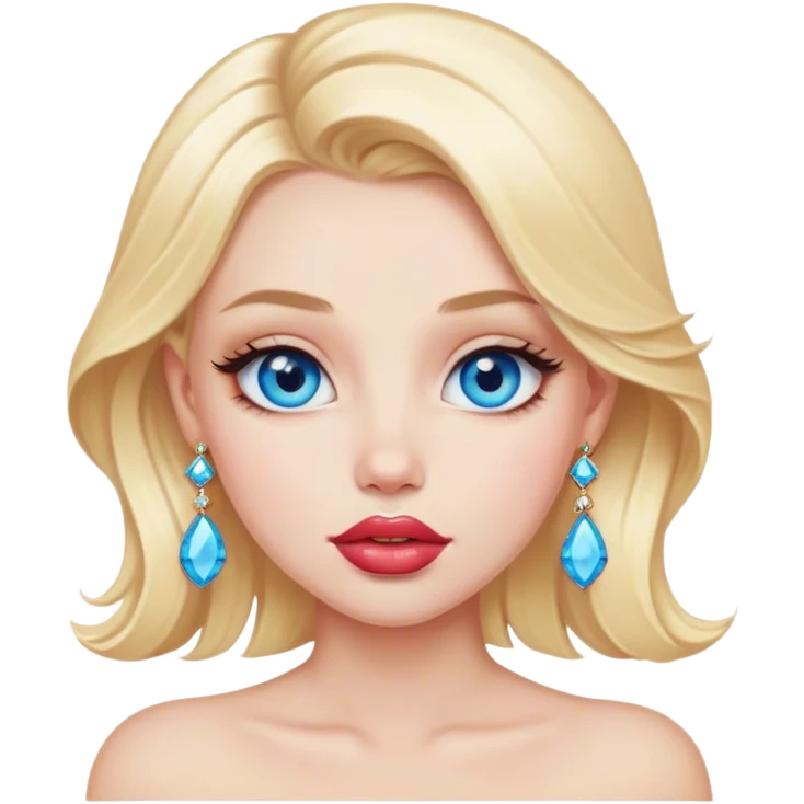 blonde girl portrait with jewelry , Bule eyes , big lips emoji