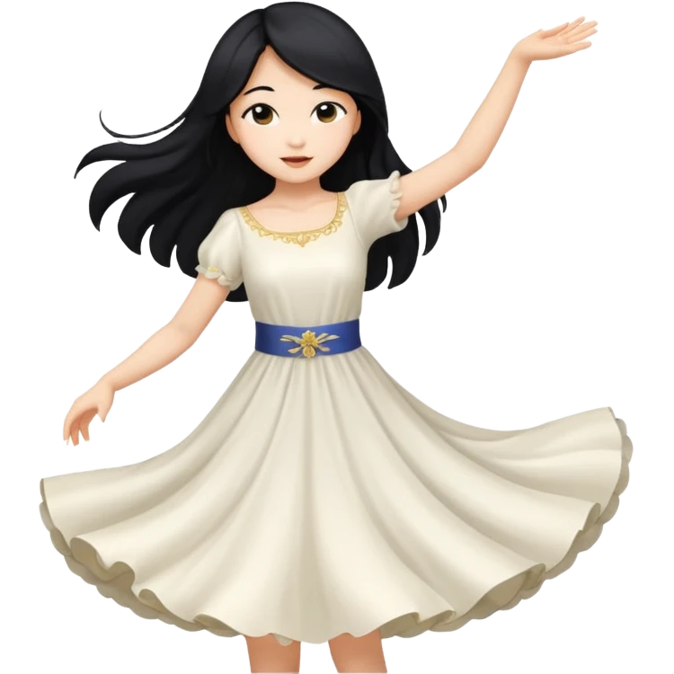 aisan girl with long black and white girl with blonde hair going to dance emoji