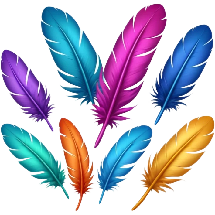 Different colored feathers falling ￼ emoji