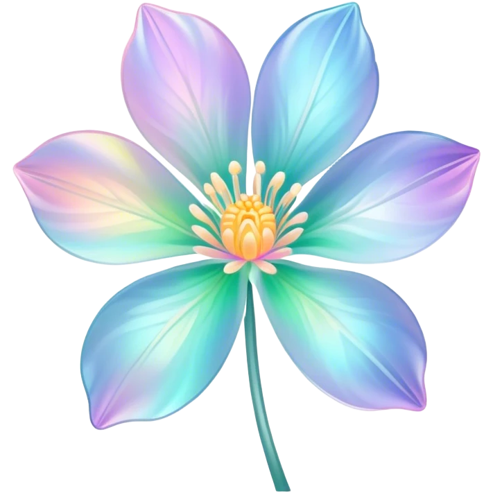 Pastel iridescent transparent luminescent flower emoji