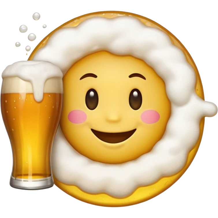 Yellow circlar emoji drinking a beer emoji