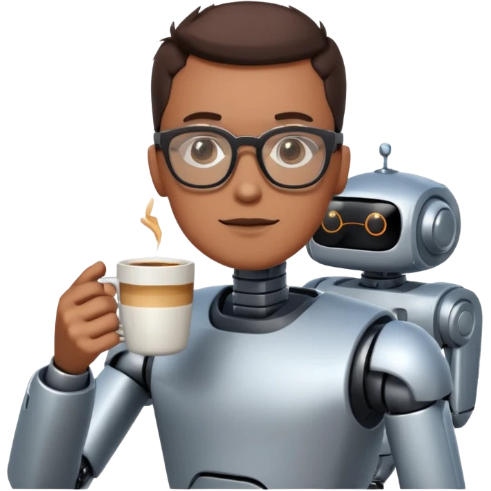 glasses man robot drink coffee emoji
