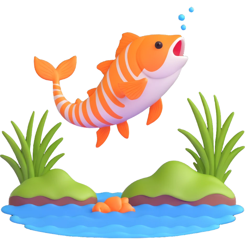a fish jumping out of a pond emoji