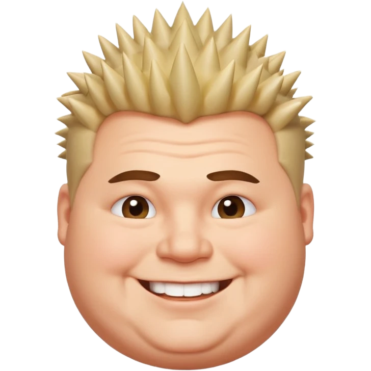  spiky haired happy fat man emoji