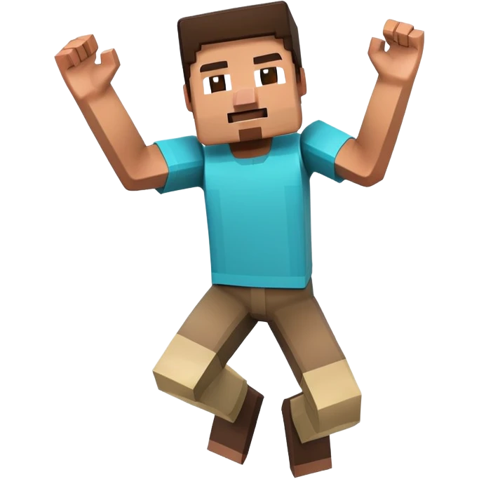 Minecraft character jumping with joy emoji