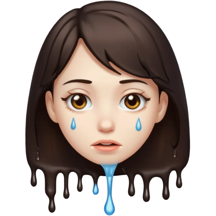 A dark brown-haired girl melting emoji