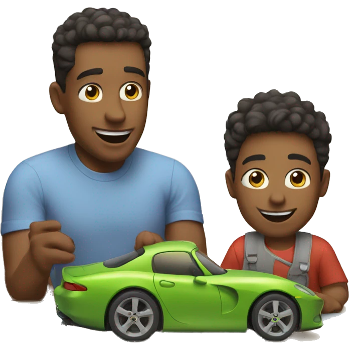dad plays cars with son emoji
